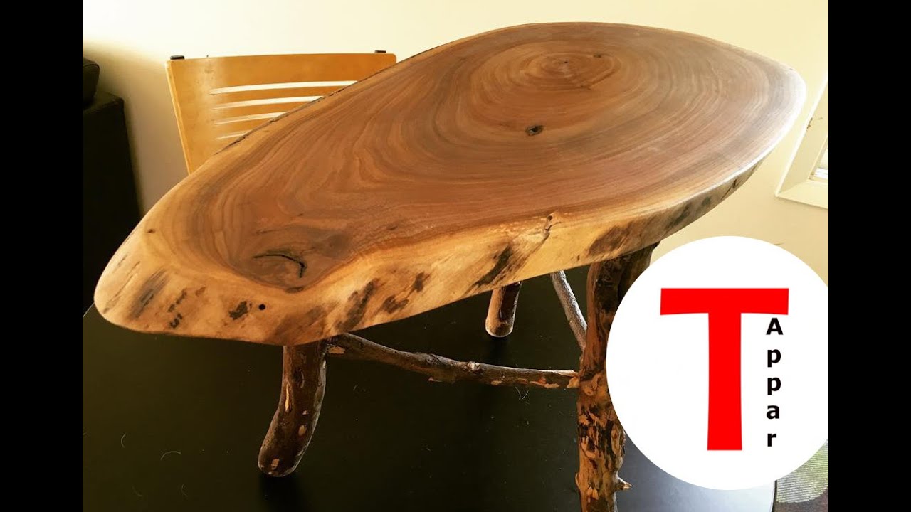 Rustic Live Edge Walnut Coffee/End Table with Applewood Legs