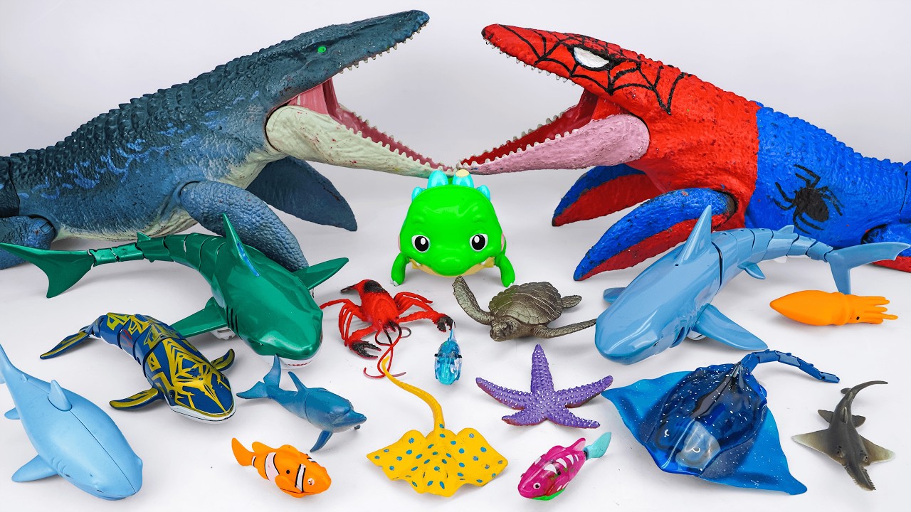 Toy ASMR 🌊 Sea Monster Spiderman vs Sharks & Whales | Ocean Creatures Unboxing