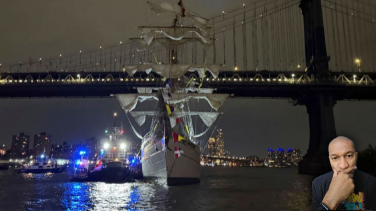 BREAKING!  Mexican Navy Ship Crashes into Bottom of Brooklyn Bridge - Reaction