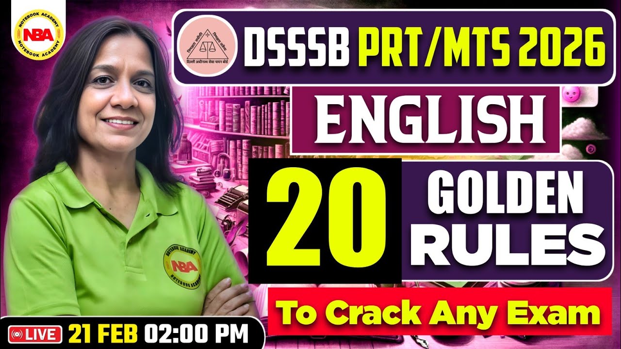 DSSSB PRT / MTS 2026 🔥 English 20 GOLDEN RULES to Crack Any Exam | Vibha Mam