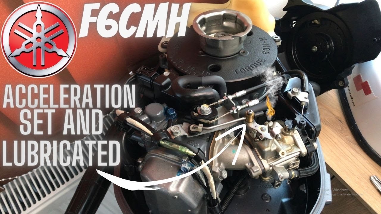Yamaha F6 F6CMH Outboard engine adjusted and lubricated acceleration throttle , angepasst 4K