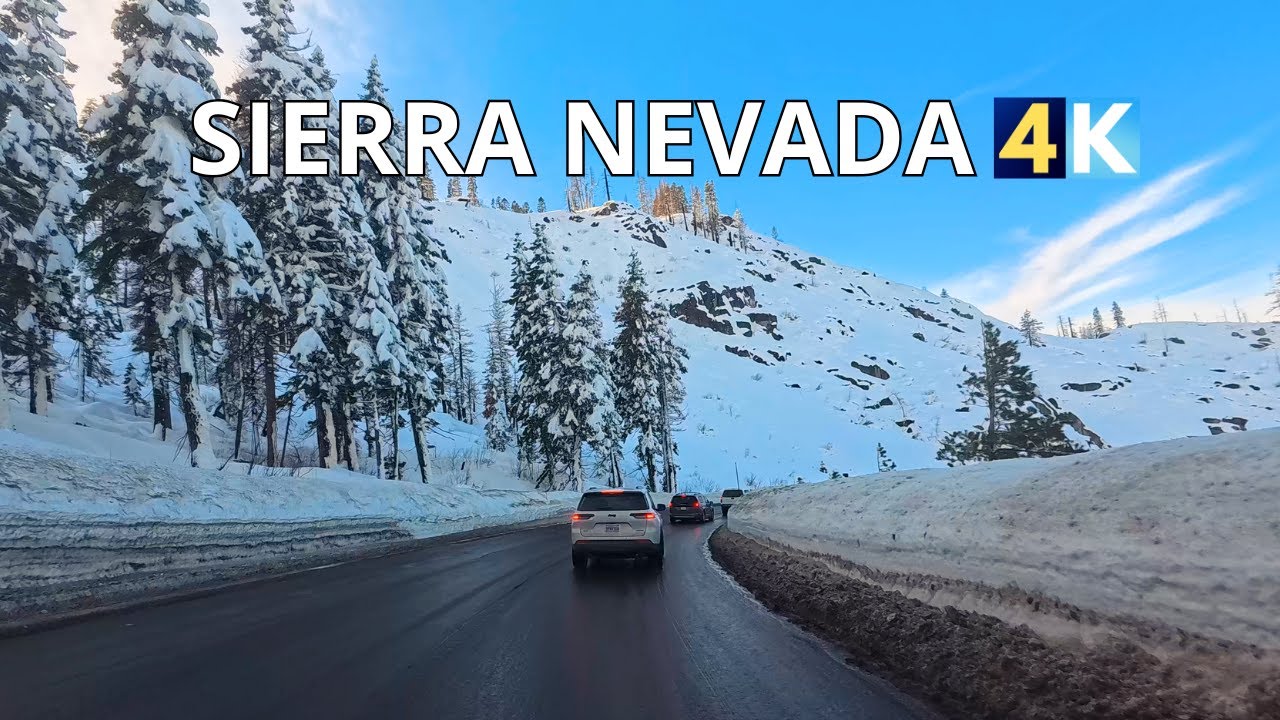 Sierra Nevada Deep Snow Drive 4K | California Winter Scenery | USA