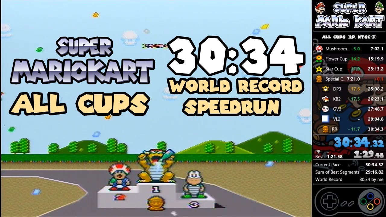 Super Mario Kart - NTSC All Cups Speedrun 2P - 30:34.32