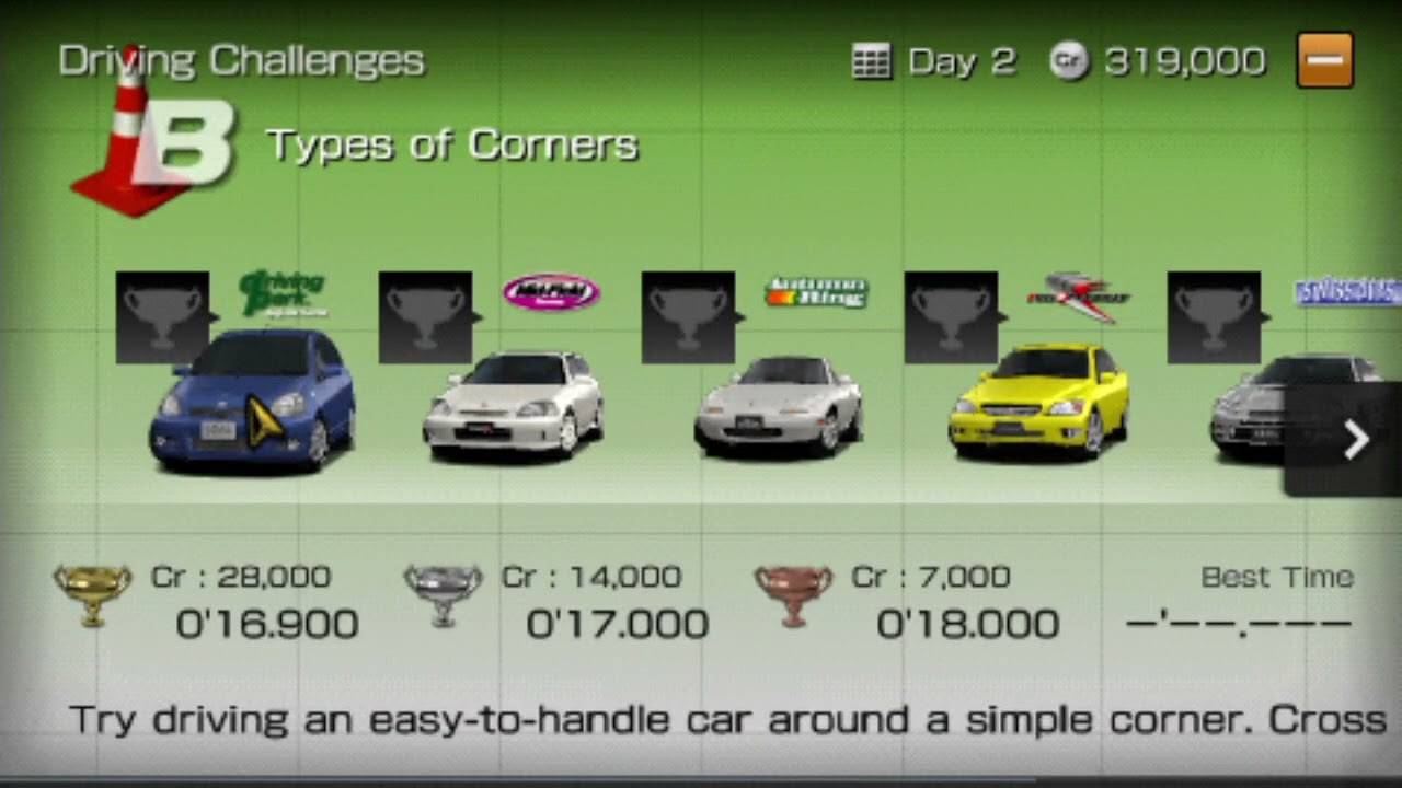Gran Turismo PSP Driving Challenges: Challenge Block A - I