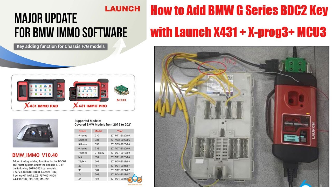 Launch X431 PAD9 Adds BMW G Series BDC2 Key with X-prog3 and MCU3- OBDII365