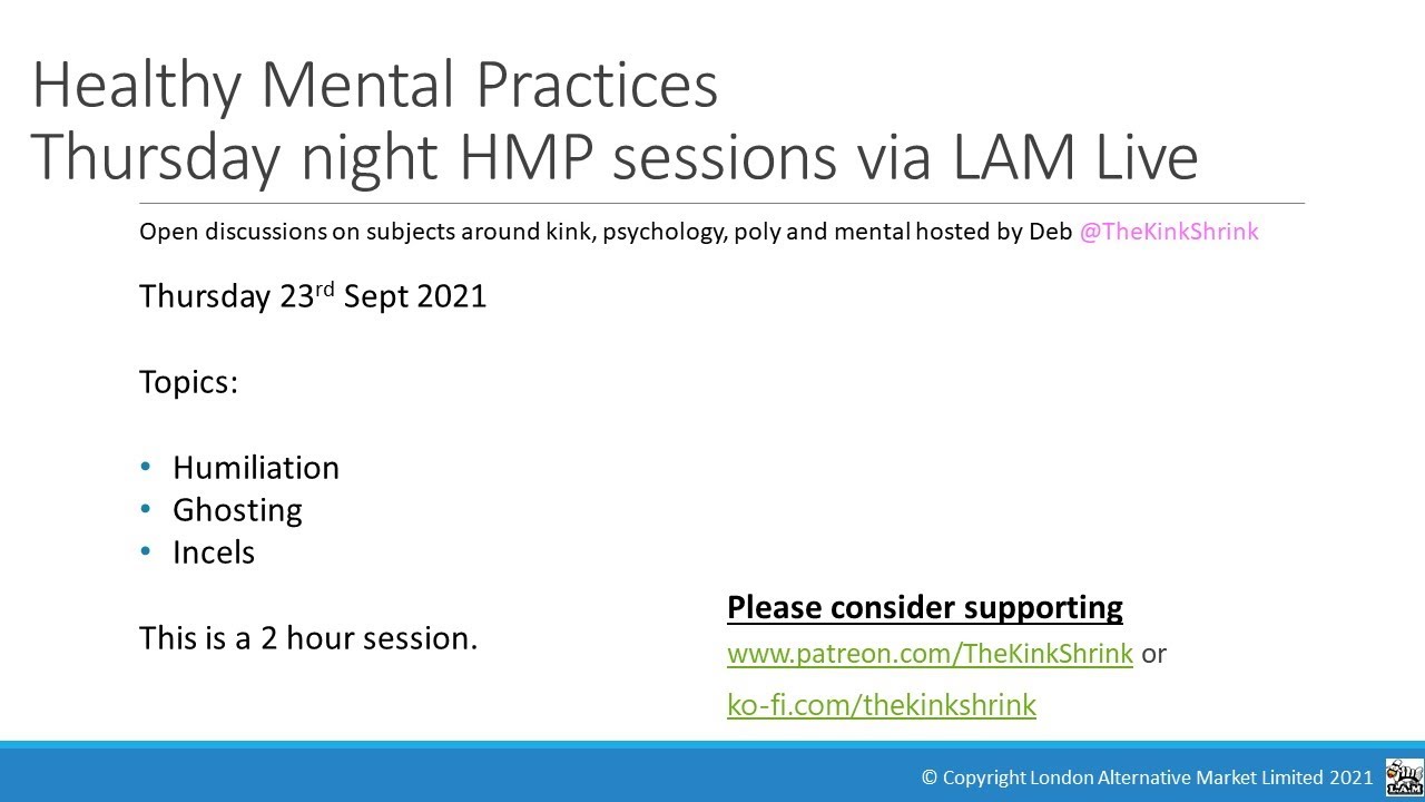 Healthy Mental Practices Thursday 23rd Sept 2021
