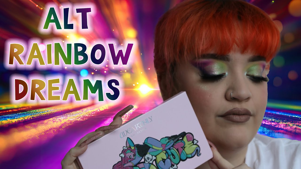 Палетка теней Dead Cute от Unearthly Cosmetics 🌈🖤 | Гранжевый альтернативный макияж в радужных тонах