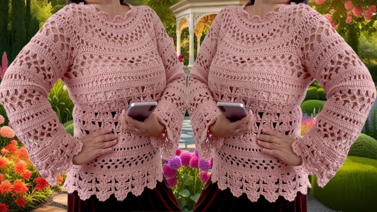 Como hacer Blusa sin Costuras Suéter Lindo de una sola Pieza Lindo Crochet Tutorial Principiantes