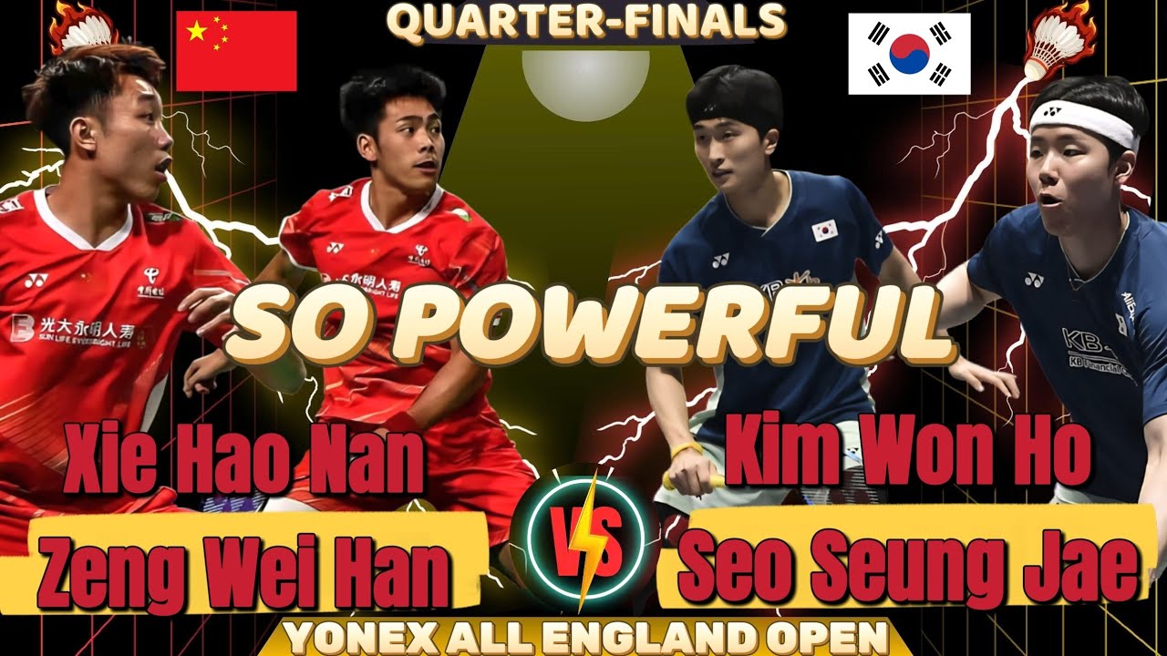 🔥 SO POWERFUL 🔥 Kim/Seo (김원호/서승재) (KOR) vs Xia/Zeng (CHN) | Quarter-Finals Yonex All England Open