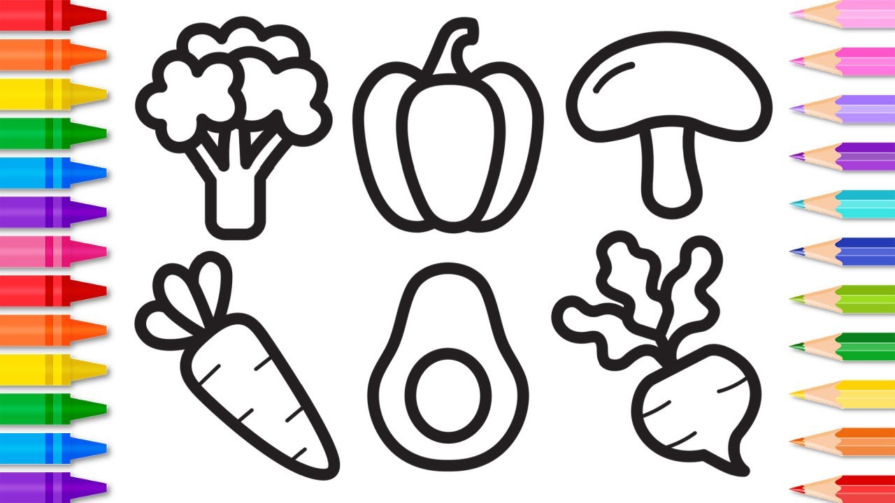 VEGETABLES Drawing Tutorial Easy Step by Step 🥦🥕🥑 VEGETABLES  Coloring Tutorial Easy for Kids
