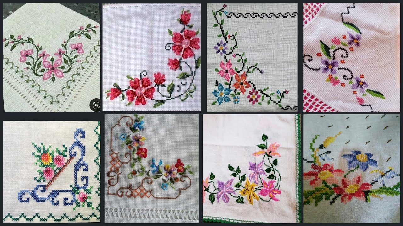 dusuti bedsheet corner embroidery design //cross stitch border design