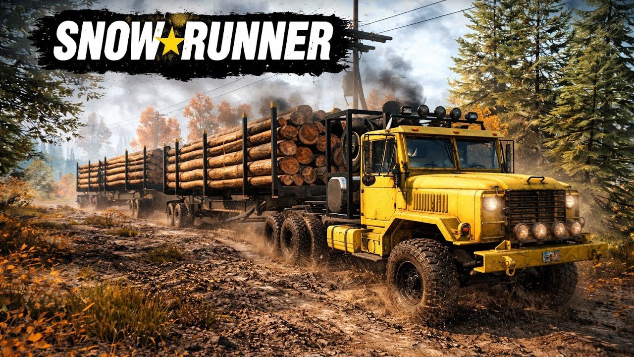 ANK MK38 Pulls MASSIVE Double Long Log Trailer Through Mud | SnowRunner #snowrunner #gameplay #games