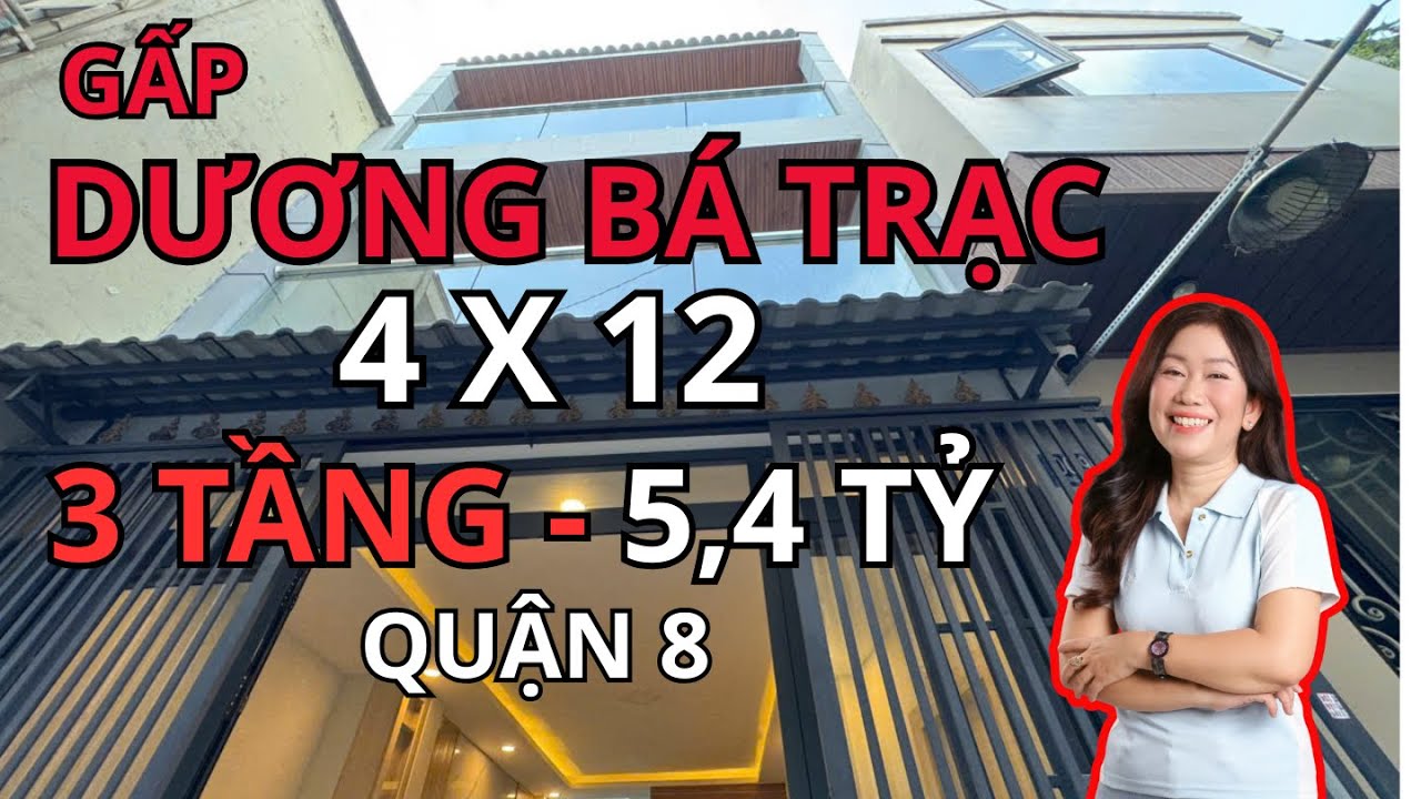 3 tầng, 4x12, 5,4 tỷ Dương Bá Trạc, Bán nhà Quận 8