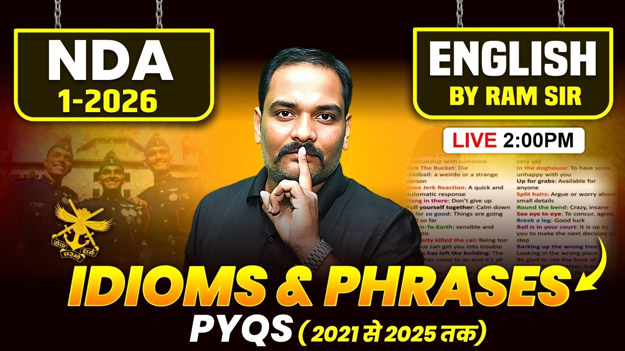 🔴 NDA 1 2026 English: Idioms & Phrases | English for NDA 2026 | NDA English PYQ By Ram Sir | MKC