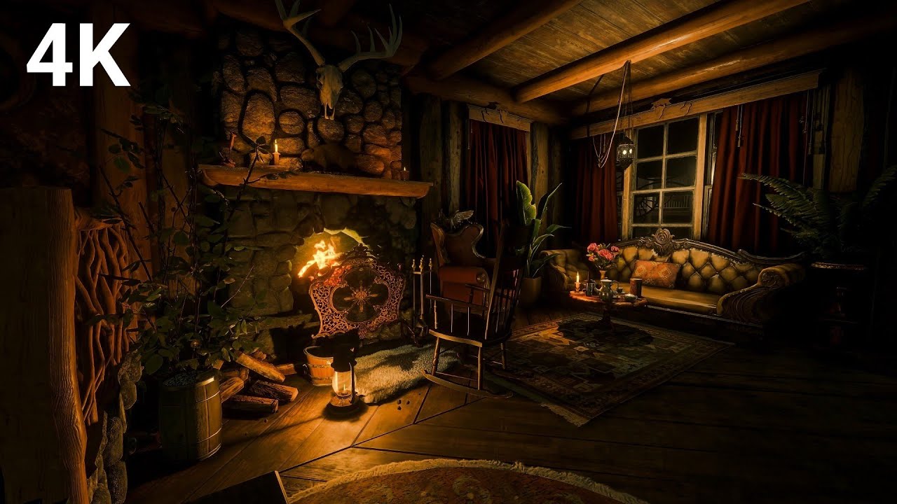 The Ultimate Cozy Cabin Ambience 🪵10 Hours of Rain, Distant Thunder & Fireplace Sounds for Sleep