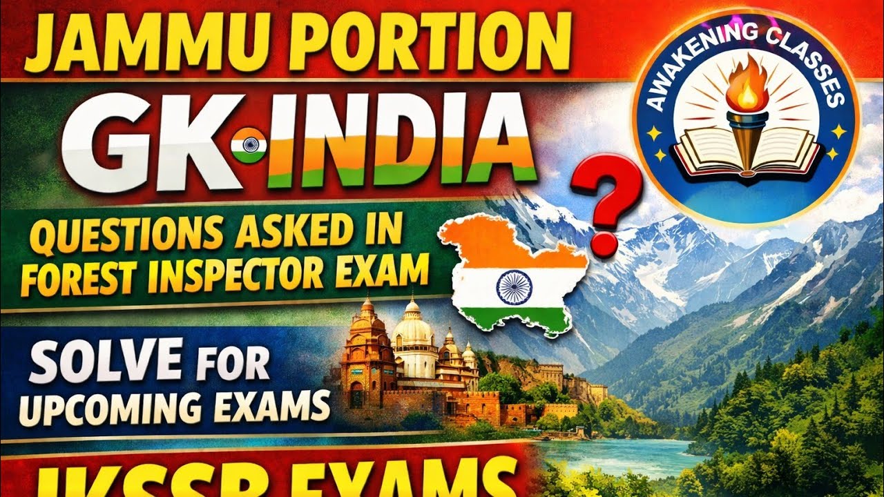 General knowledge/ Jammu Kashmir portion solve l Forest Inspector l Jkssbl
