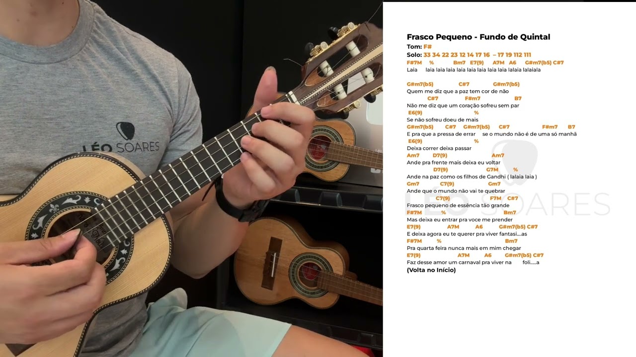APRENDA "FRASCO PEQUENO" FUNDO DE QUINTAL CIFRA NA TELA - AULA DE CAVACO LÉO SOARES