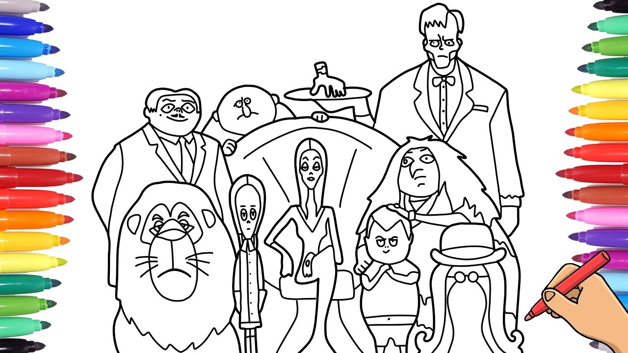 THE ADDAMS FAMILY 2019 MOVIE - COLORING ALL ADDAMS FAMILY CHARACTERS - ADDAMS FAMILY COLORING PAGES
