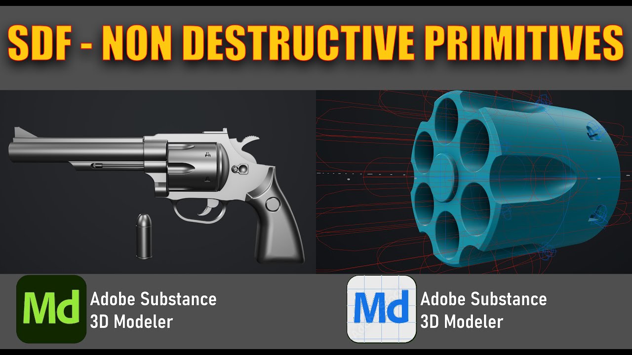 SDF - Modeling a gun in Substance Modeler using non destructive primitives