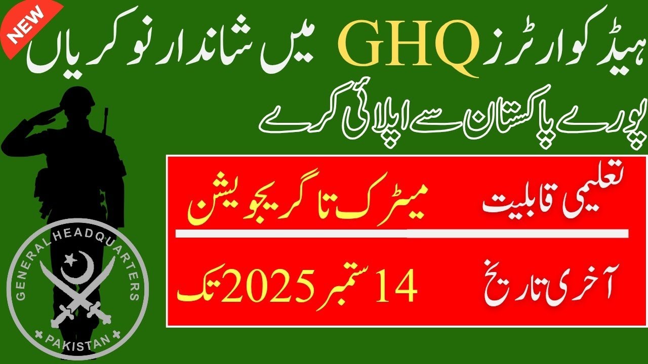GHQ Jobs 2025 | General Headquarters New Vacancies | Apply Online Now
