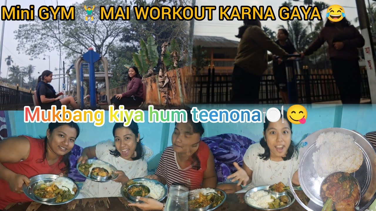 Vlog-169 went for a workout at the MINI GYM🏋️‍♂️😂// WE  Three of us doing a MUKBANG 😋🍽