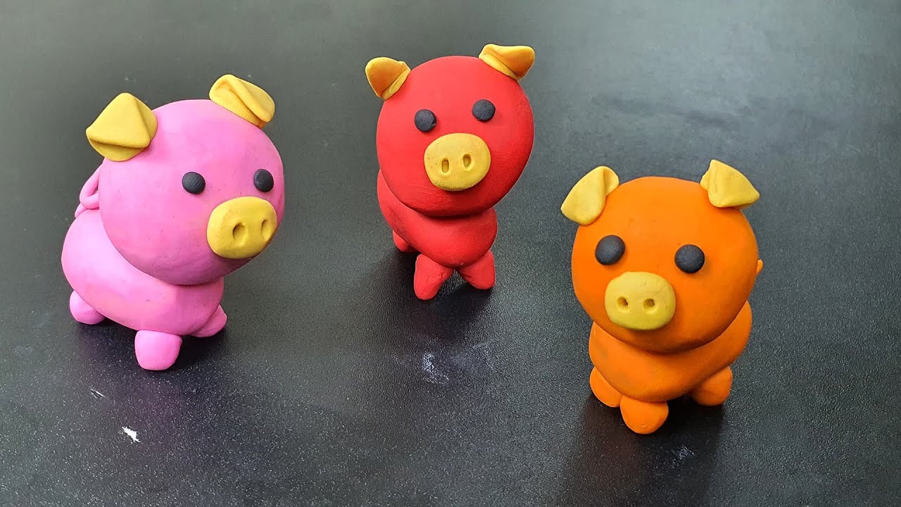 Pig Clay Modelling For Kids Pig Clay Toys Making  How To Make Clay Pig Clay Cartoon
