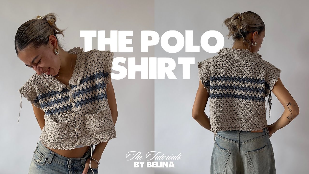 Polo Shirt CROCHET TUTORIAL by belina| beginner friendly one stitch dc only