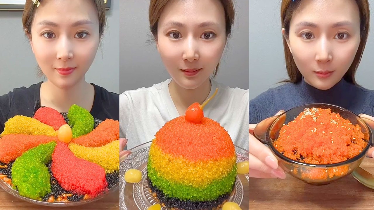 Chinese Colorful Fish Roe & Spicy Seafood ASMR | Crunchy Eating Sounds #137