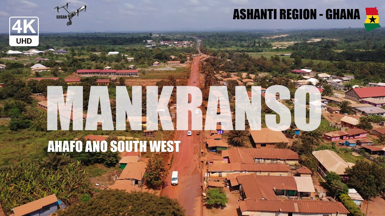 Mankranso Aerial View in the Ahafo Ano South West Ashanti Region of Ghana 4K