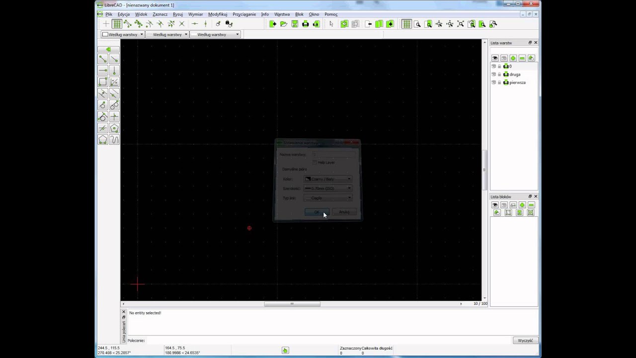 Tutorial do LibreCAD pl cz.4 warstwy kurs pl poradnik lekcja jak używać
