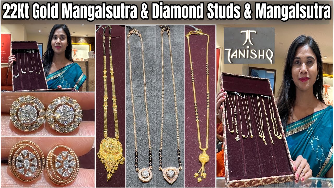 Rs.16K Starts🔥Tanishq 22Kt Gold Short, Long & Diamond Mangalsutra Designs💕| Tanishq Diamond Studs|