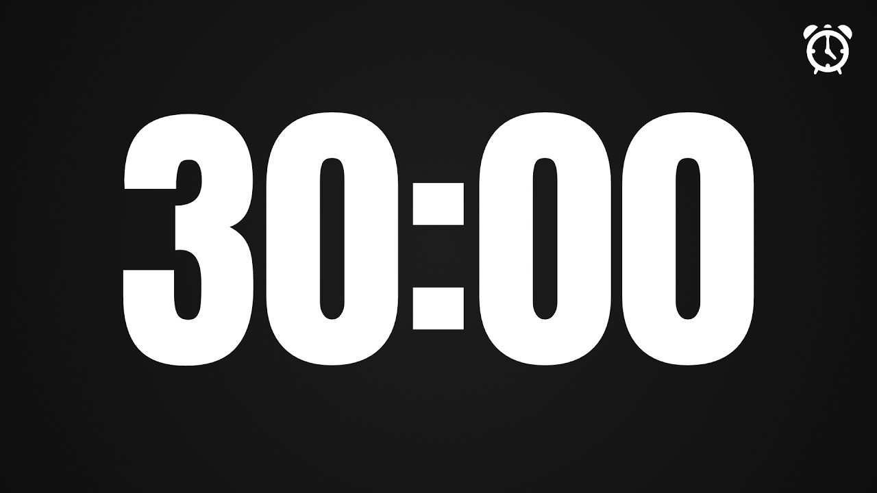30 Minute Countdown Timer (30:00) | 1800 Second Clean & Accurate 4K UHD | HOW TO