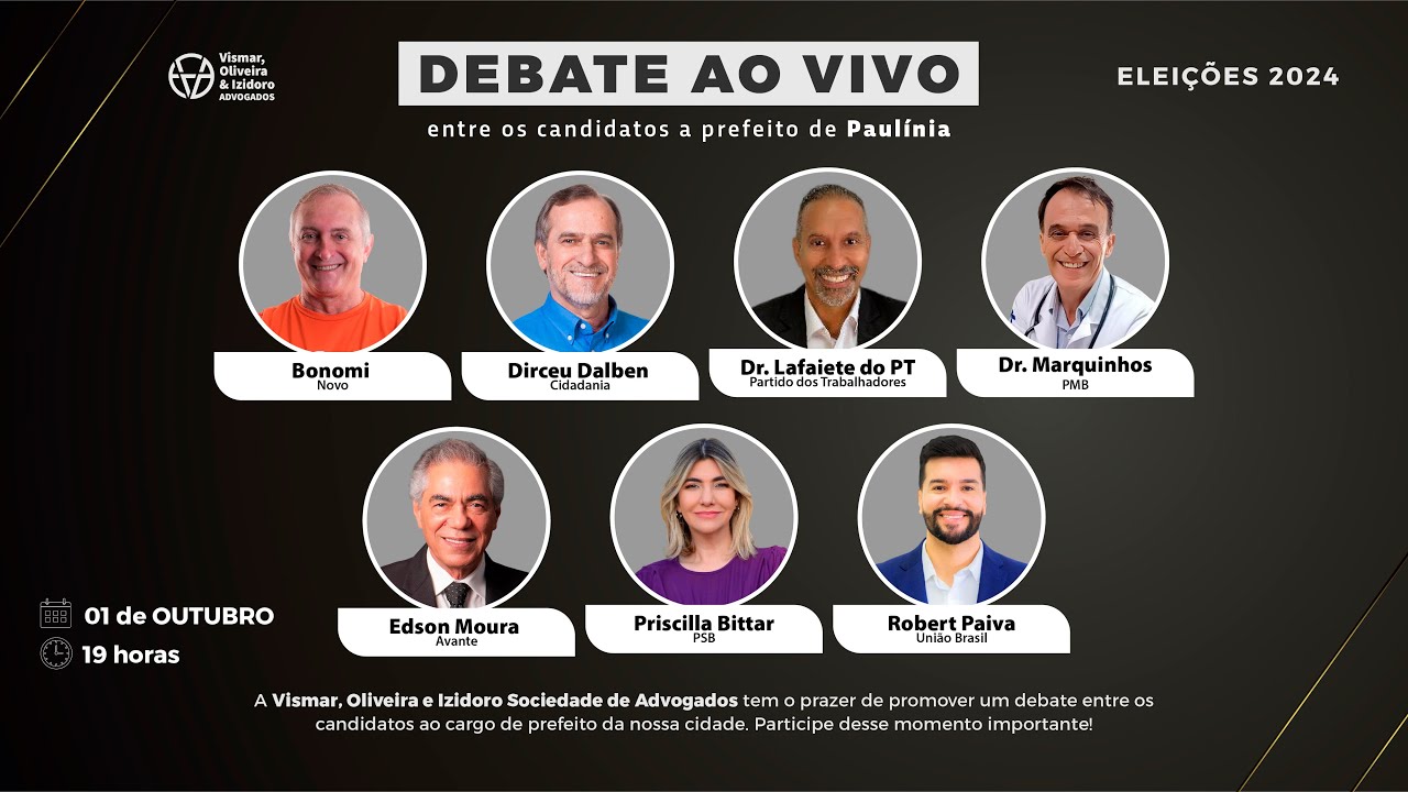 Debate VOI Advogados com os candidatos à Prefeitura de Paulínia | Eleições 2024