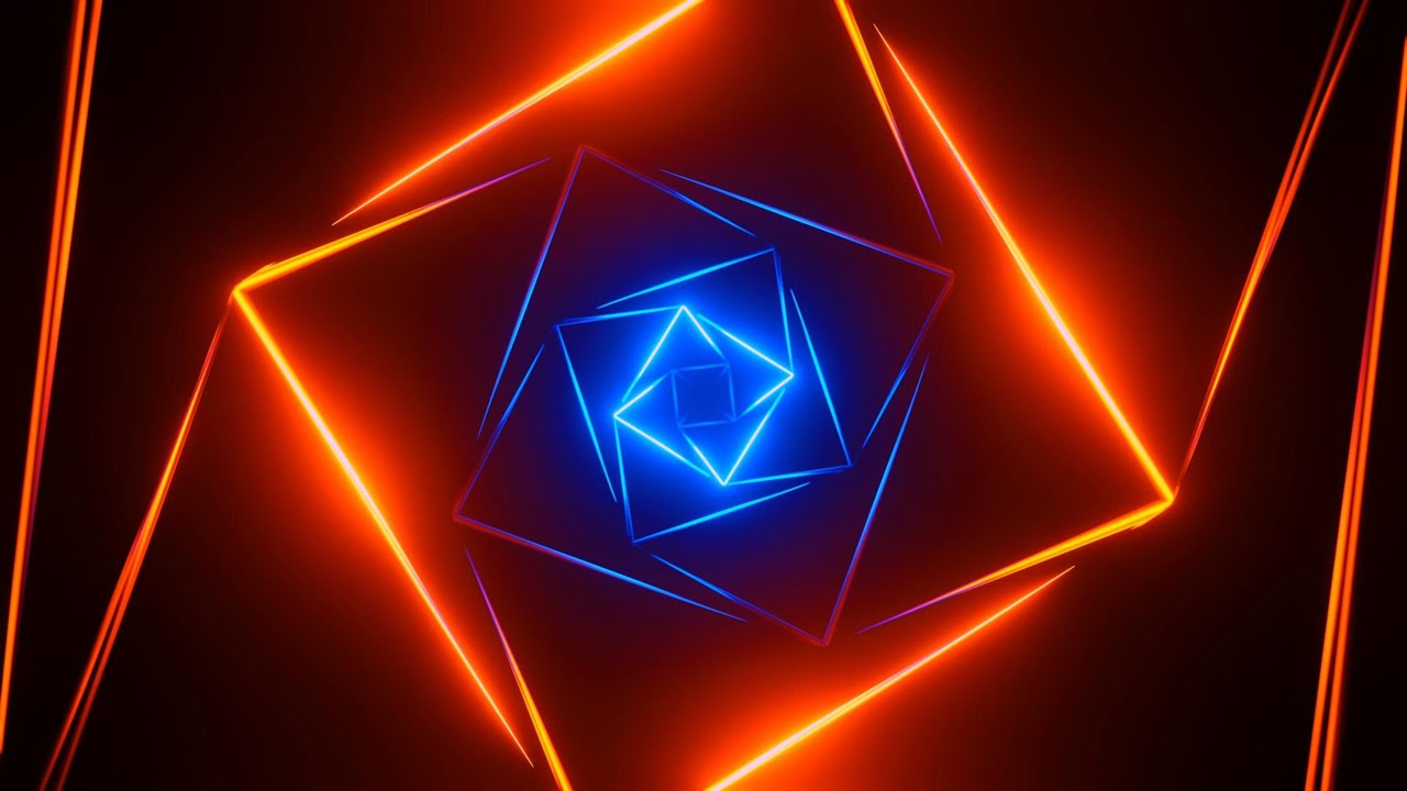 Визуальный Взрыв 4K &ndash; Спиральный тоннель с синими и оранжевыми неоновыми линиями (Без звука)
