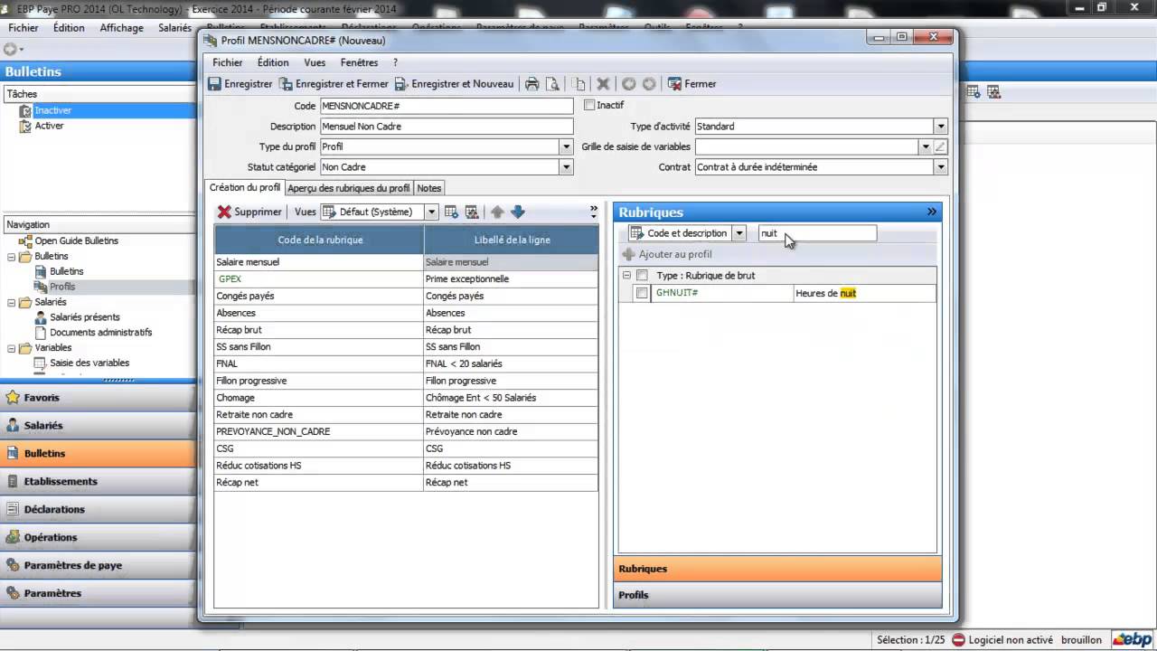 Tutoriel Paramétrage des profils sur EBP Paye Open Line