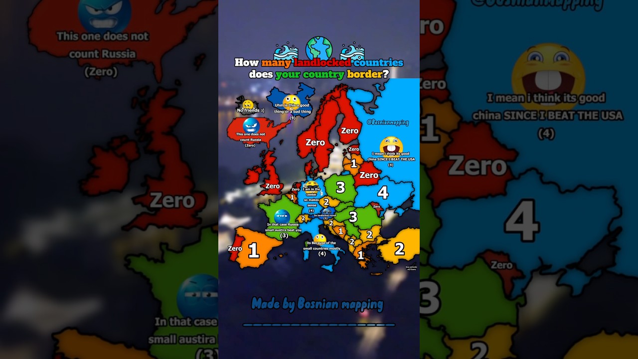 How many landlocked countries does your country border? #europe #geography #mapping #countries