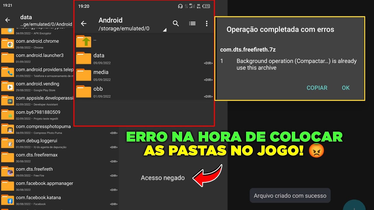 como resolver o erro na hora de colocar um arquivo no jogo atualizado 2022