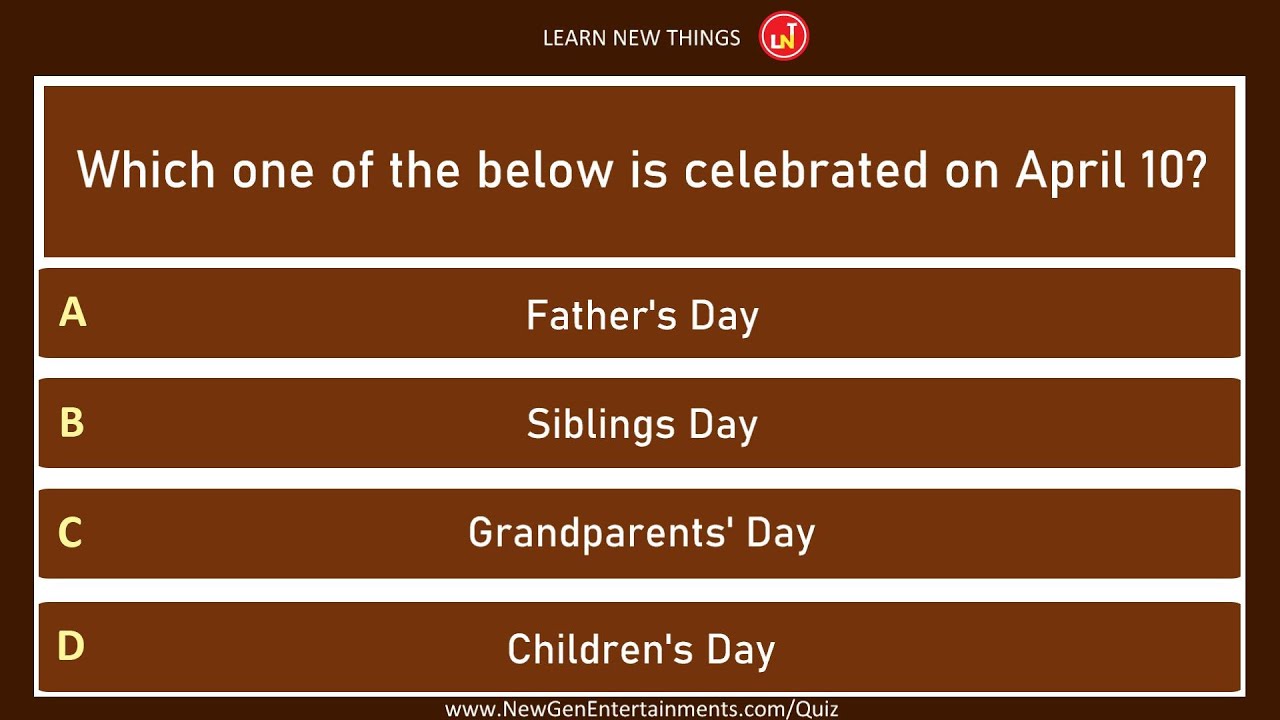 Important International Days Quiz - Part 6/7 | World General Knowledge Quiz | 20 Questions