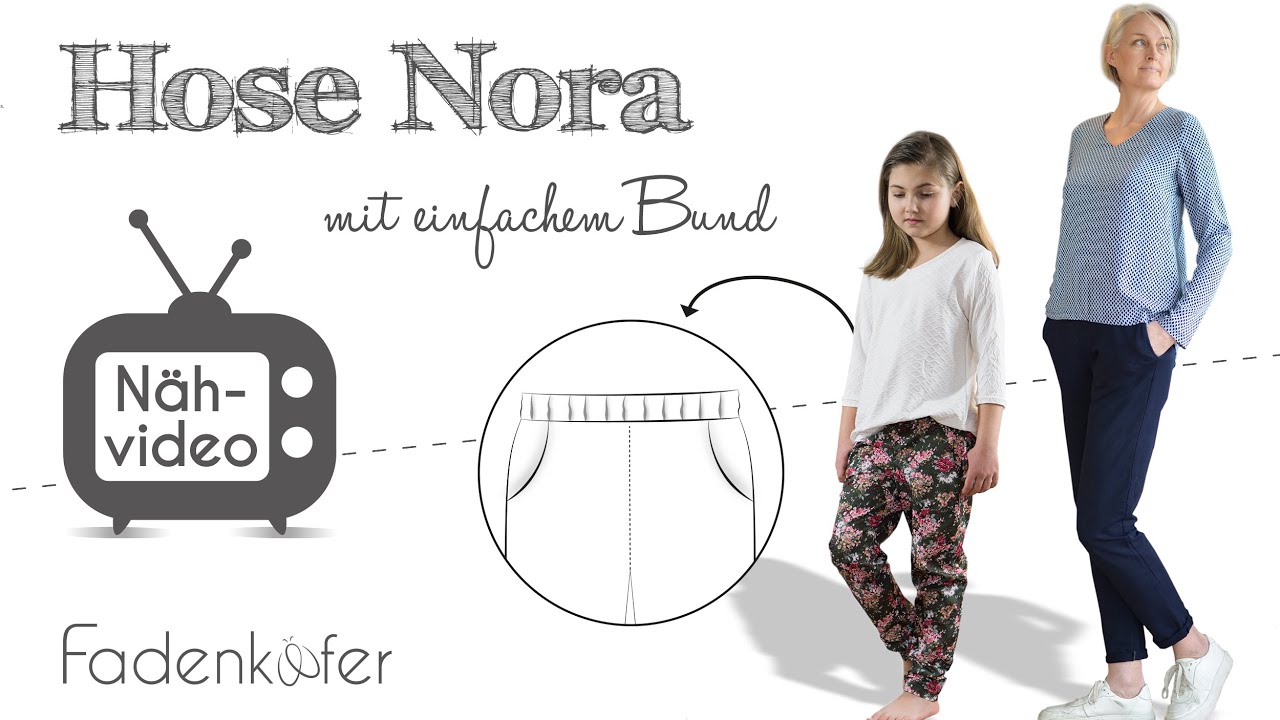 Hose Nora nähen mit einfachem Bund für Damen und Kinder