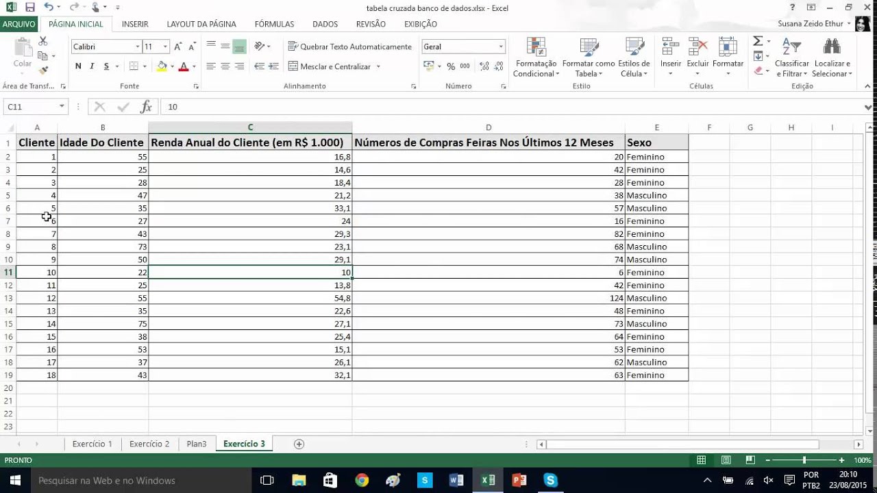 Estatística - Tabela Cruzada no Excel (Tabela Dinâmica)