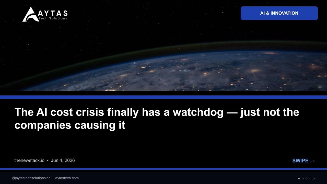 The AI cost crisis finally has a watchdog just not the companies causing it | AYTAS Tech Shorts