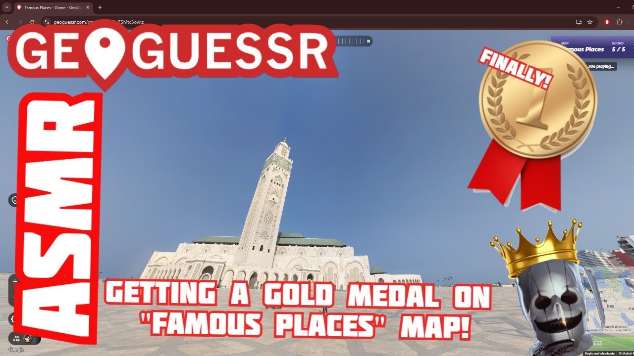 (ASMR)Finally getting a gold medal playing "famous places" in GeoGuessr
