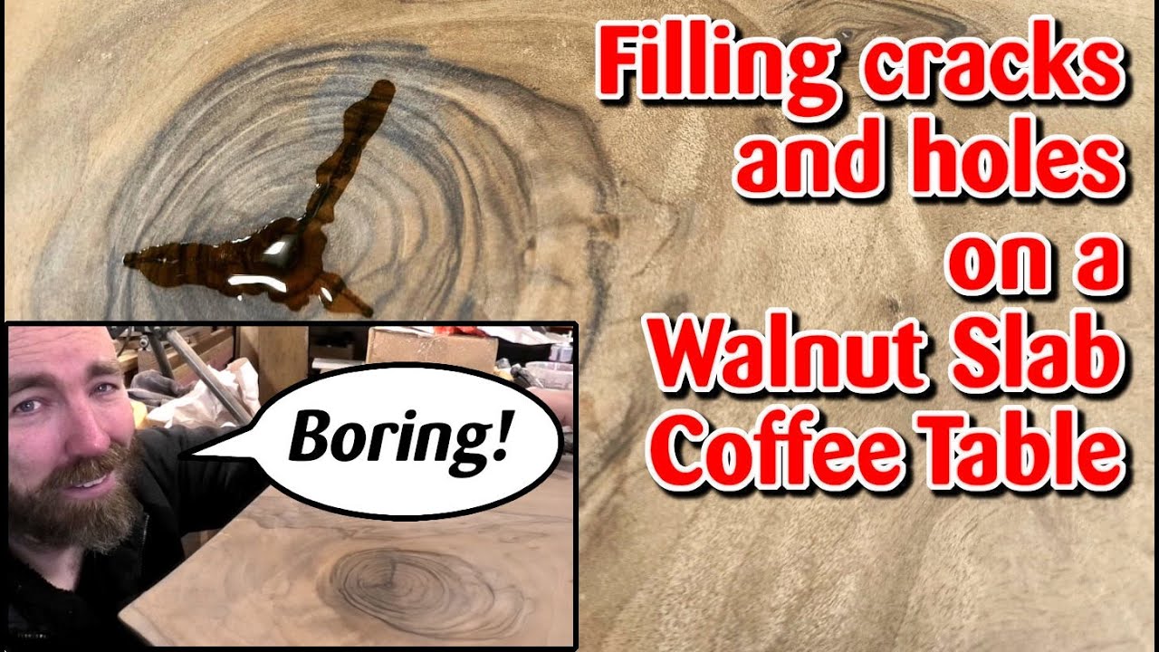 Filling the cracks and bug holes on a walnut slab coffee table