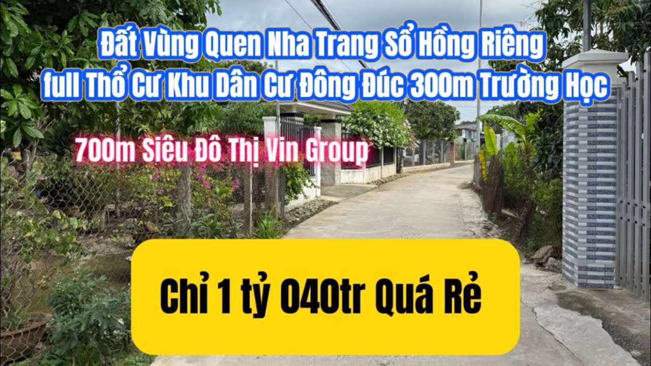Chỉ 1tỷ040tr sở hữu ngay đất vùng quen Nha Trang , sổ riêng full thổ cư giá rẻ #nhatrang 