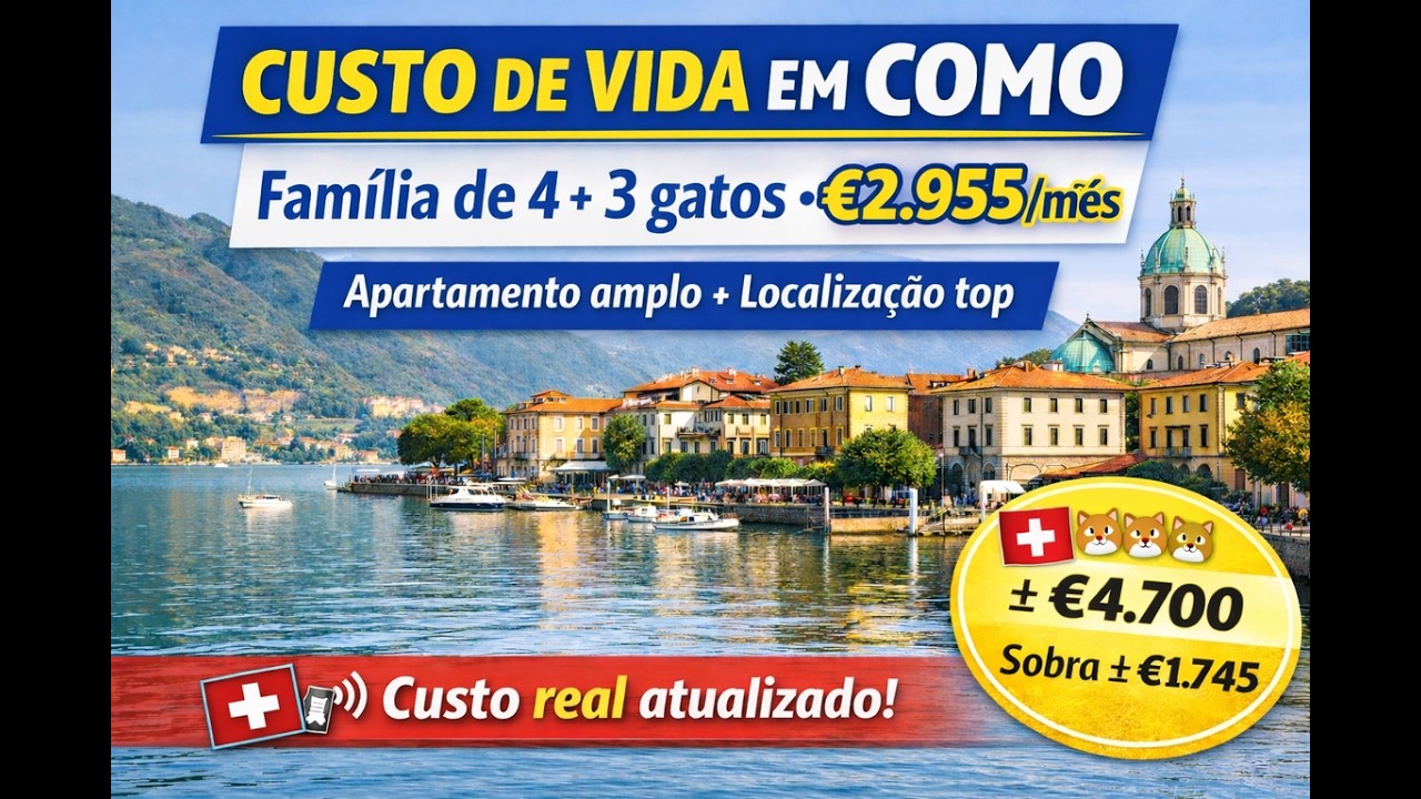 Quanto Custa Viver em Como, Itália? Família de 4 + 3 Gatos