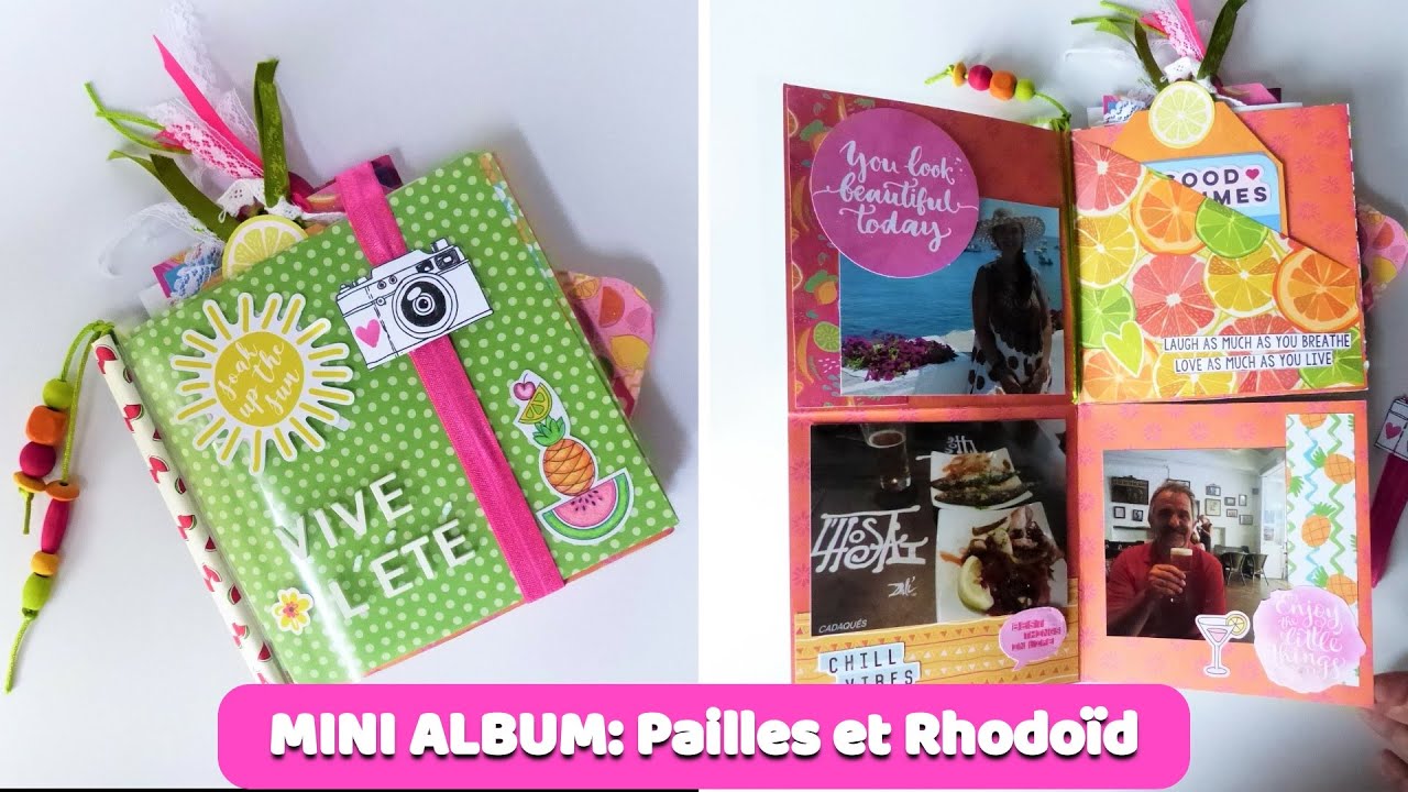 Tutoriel MINI ALBUM avec des pailles et du rhodoïd - Scrapbooking Carterie tutoriels français