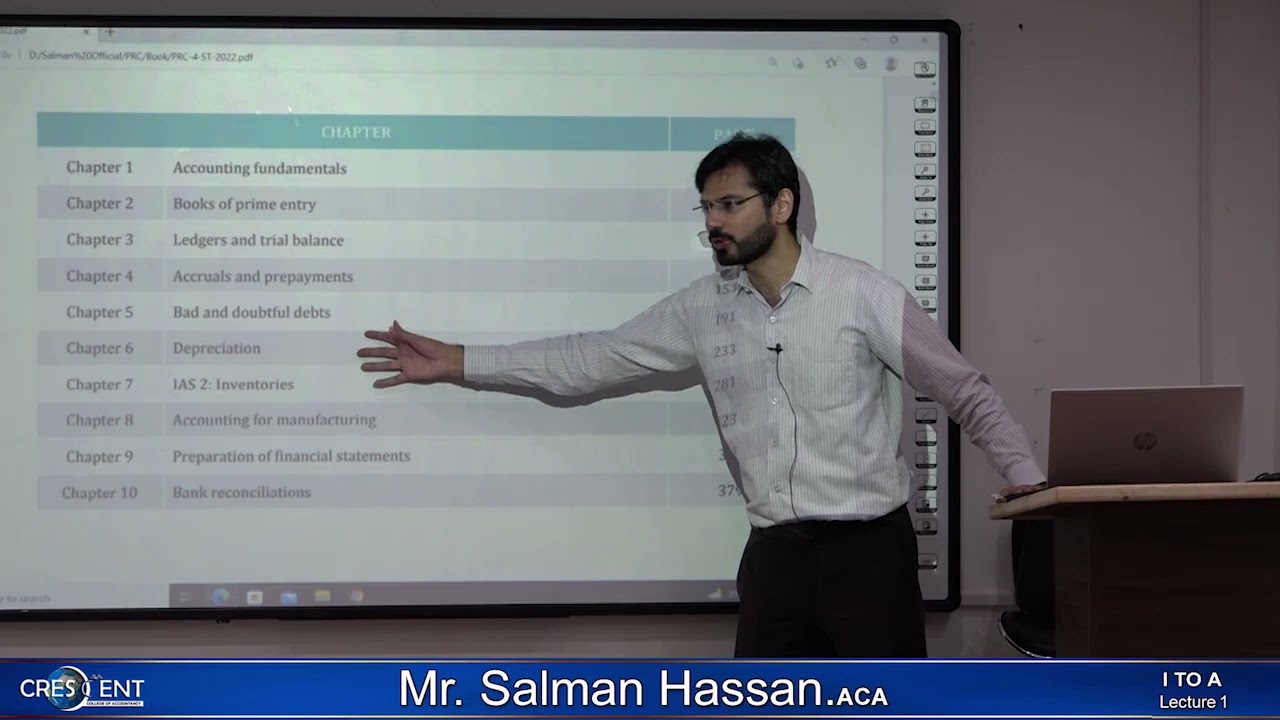 PRC 4 | 𝗜𝗡𝗧𝗥𝗢𝗗𝗨𝗖𝗧𝗜𝗢𝗡 𝗧𝗢 𝗔𝗖𝗖𝗢𝗨𝗡𝗧𝗜𝗡𝗚 | Lecture 01 | 𝐌𝐫. 𝐒𝐚𝐥𝐦𝐚𝐧 𝐇a𝐬𝐬𝐚𝐧 FCA
