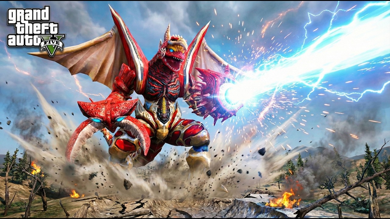 GTA 5 - Five King (Kaiju Monster) Attack The City