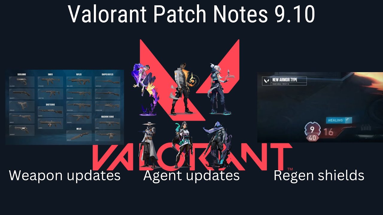 Valorant Patch Notes 9.10 (Weapon changes, Agent updates, Regen shields)