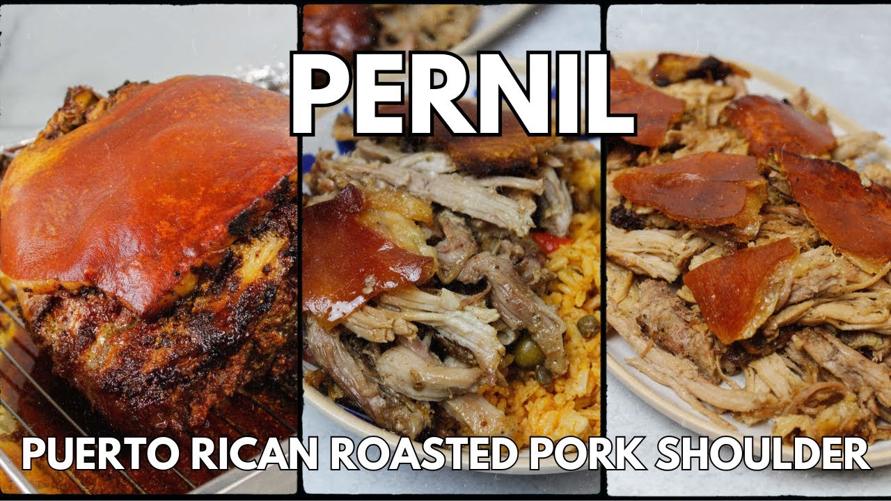 Pernil — медленно запеченная свиная лопатка по-пуэрторикански (хрустящая кожа и нежное мясо)